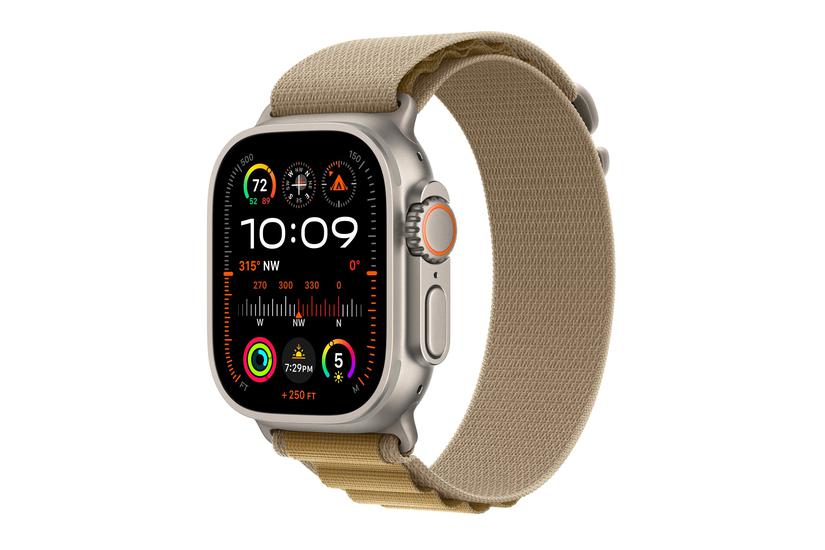Watch Ultra 2   Naturlig Titanium   Smart Ur Med Alpine Loop   Gyldenbrun   64 Gb fra Apple